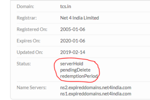 TCS forget to Renewal its Domain Name TCS.IN